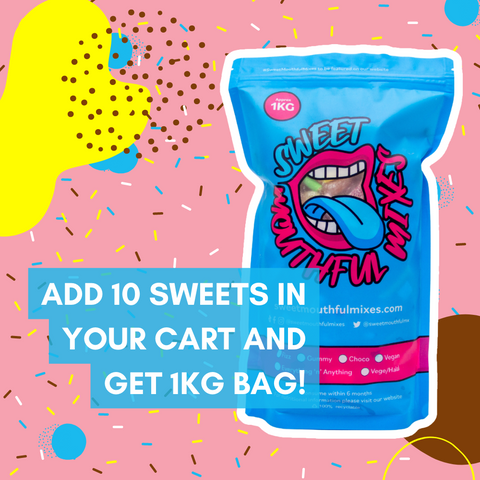 Create Your Own Jelly Filled Mix Sweets | Choose from 500g (5 sweets), 1kg (10 sweets), or 5kg (50 sweets) | Minimum of 5 Selections at 100g Each | All Items Added to Your Basket Will Be Bagged in a Colourful Resealable Pouch or 5kg Bucket