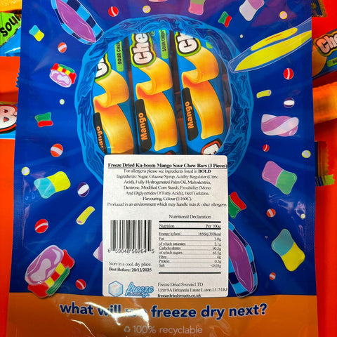 Ka-boom Mango Sour Chew Bars - Freeze Dried Sweets