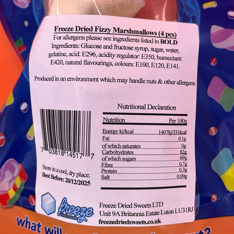 Fizzy Marshmallows 4 Pieces - Freeze Dried Sweets