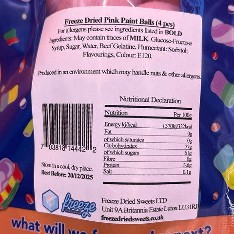 Pink Paint Balls 4 Pieces - Freeze Dried Sweets