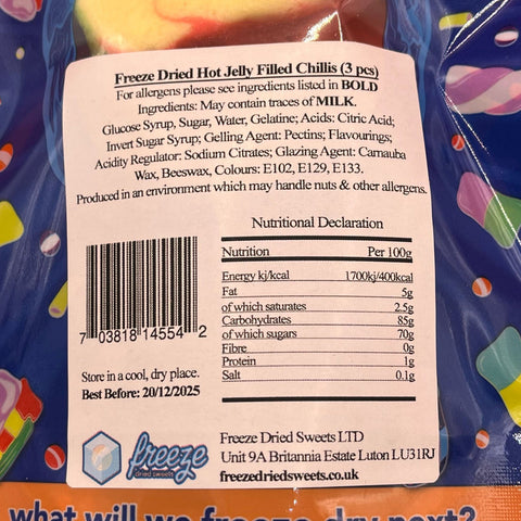 Hot Jelly Filled Chillis 3 Pieces - Freeze Dried Sweets