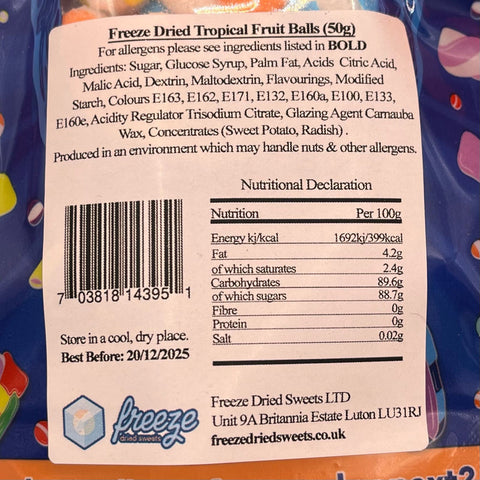 Fruit Balls Tropical 50g - Freeze Dried Sweets - Vegetarian & Halal