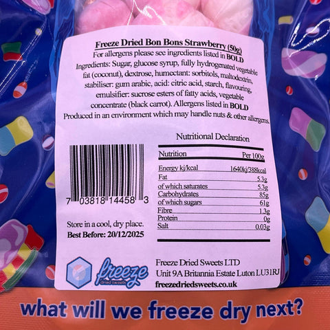 Bon Bons Strawberry 50g - Freeze Dried Sweets - Vegetarian & Halal