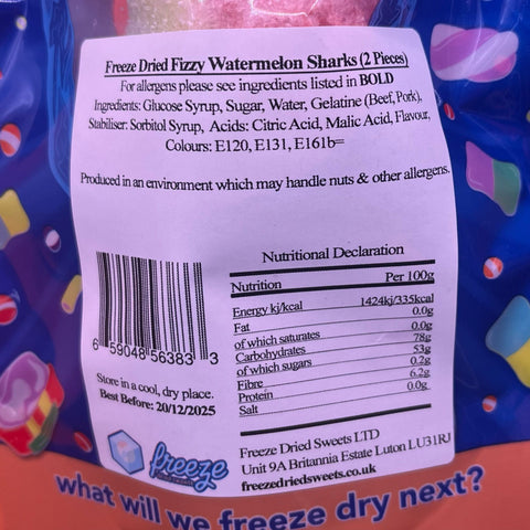 Fizzy Watermelon Sharks 1 Piece - Freeze Dried Sweets | Gluten-Free