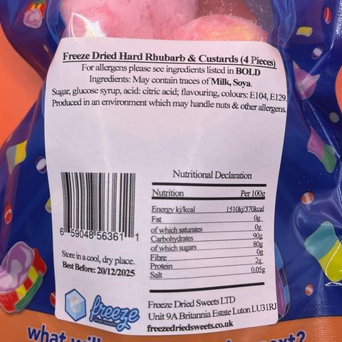 Hard Rhubarb and Custards 4 Pieces  - Freeze Dried Sweets