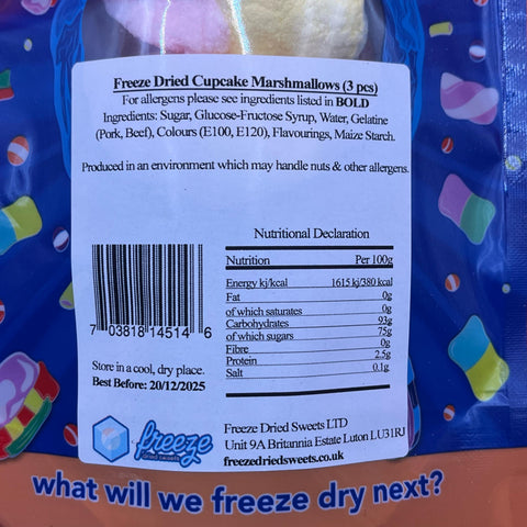 Cupcake Marshmallows x3  - Freeze Dried Sweets