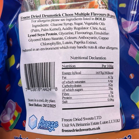 Drumstick Choos (Multiple Flavours) x8 - Freeze Dried Sweets - Vegetarian & Vegan