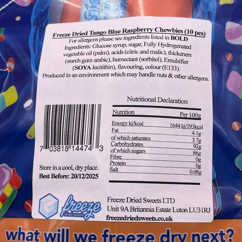 Tango Blue Raspberry Chewbies 10 Pieces - Freeze Dried Sweets