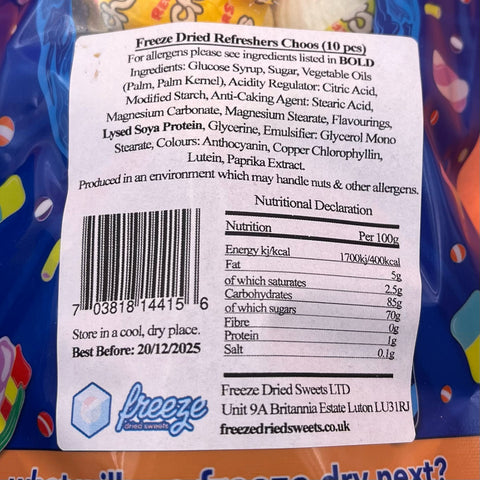 Refreshers Choos x10- Freeze Dried Sweets - Vegetarian & Vegan