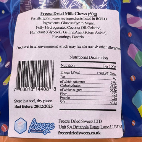 Milk Chews 50g - Freeze Dried Sweets