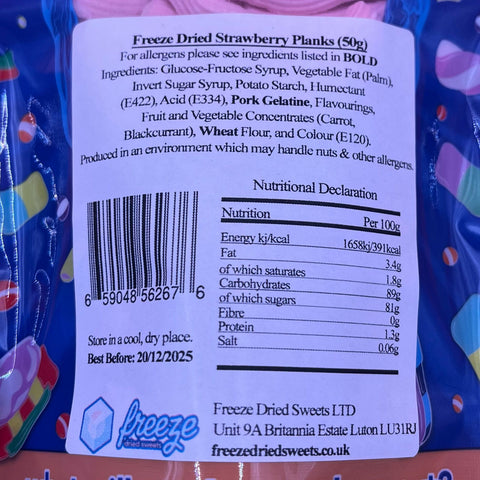 Strawberry Planks 50g - Freeze Dried Sweets