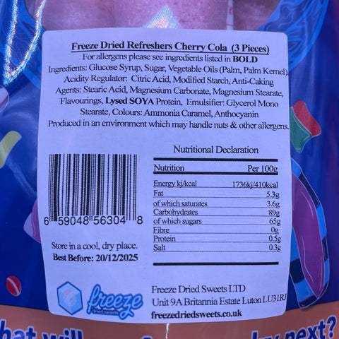 Refreshers Cherry Cola Chew Bar 3x - Freeze Dried Sweets - Vegan, Vegetarian & Halal